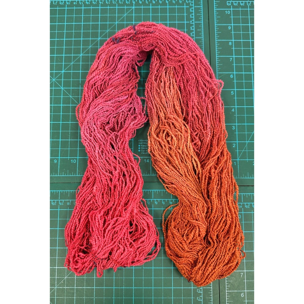 Handpainted Fingering Yarn Hank Raspberry Pink Sunset Orange Coral Skein 400Y